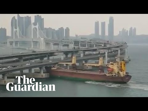 Russian cargo ship crashes into bridge in South Korea