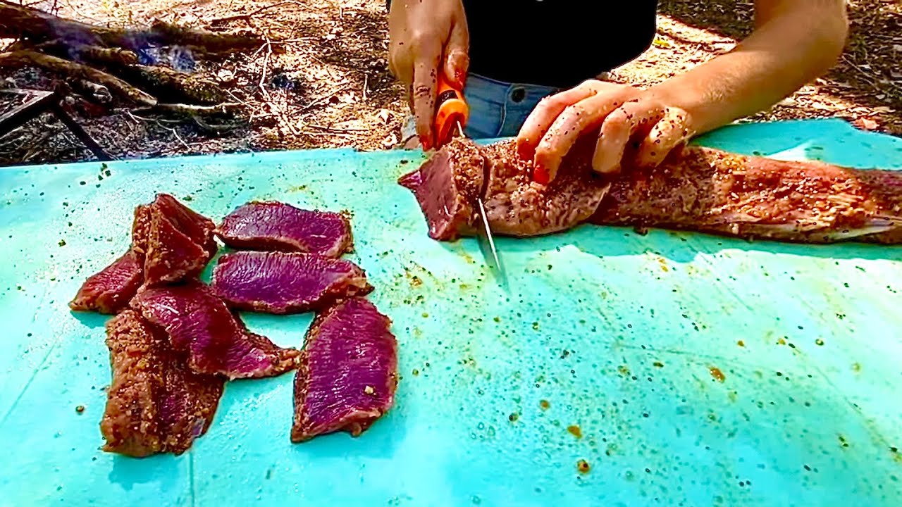 BACKSTRAPS over fire | DEER HUNT catch cook - YouTube