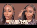 10 MINUTES NO MAKEUP MAKEUP LOOK GRWM FT WOWAFRICAN GLUELESS INSTALL