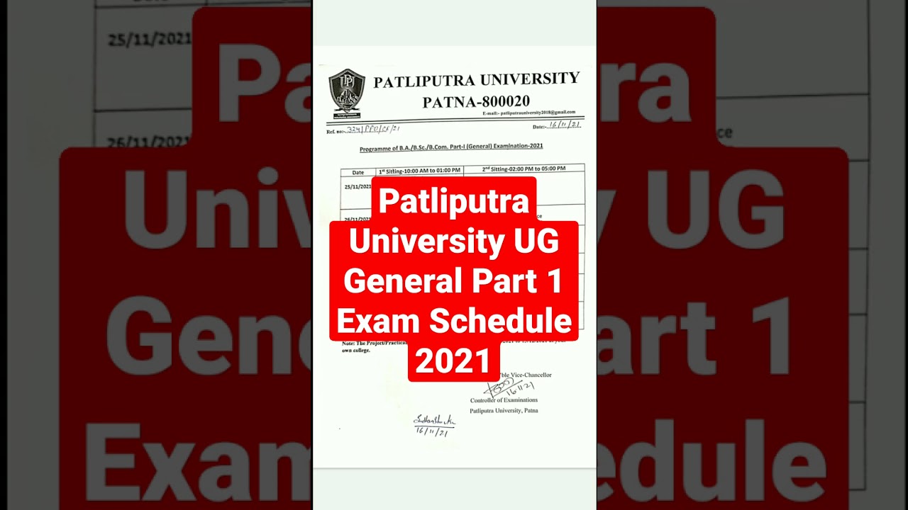 Patliputra University UG General Part 1 Exam Schedule 2021 