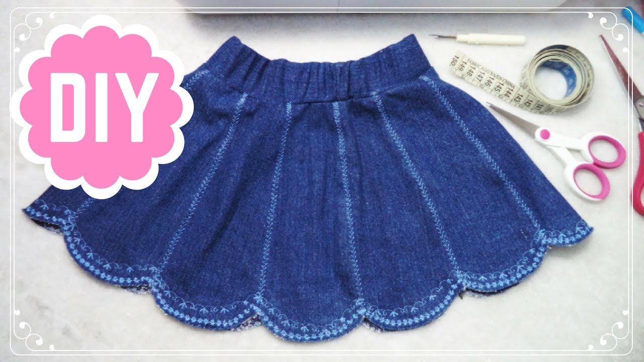 saia jeans de babado infantil