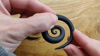 Black Spiral Flexible Fake Gauge Soft Touch Earrings by AFK Creations screenshot 3