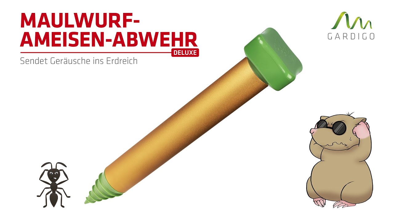 Maulwurf-Ameisen-Abwehr Deluxe mit Erdloch-Bohrhilfe  Zwei Techniken, ein  Gerät mit Testsiegel! 