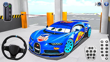 NEW Dinoco Lightning McQueen Bugatti Chiron in Parking - 3D Driving Class 2025 - Android GamePlay