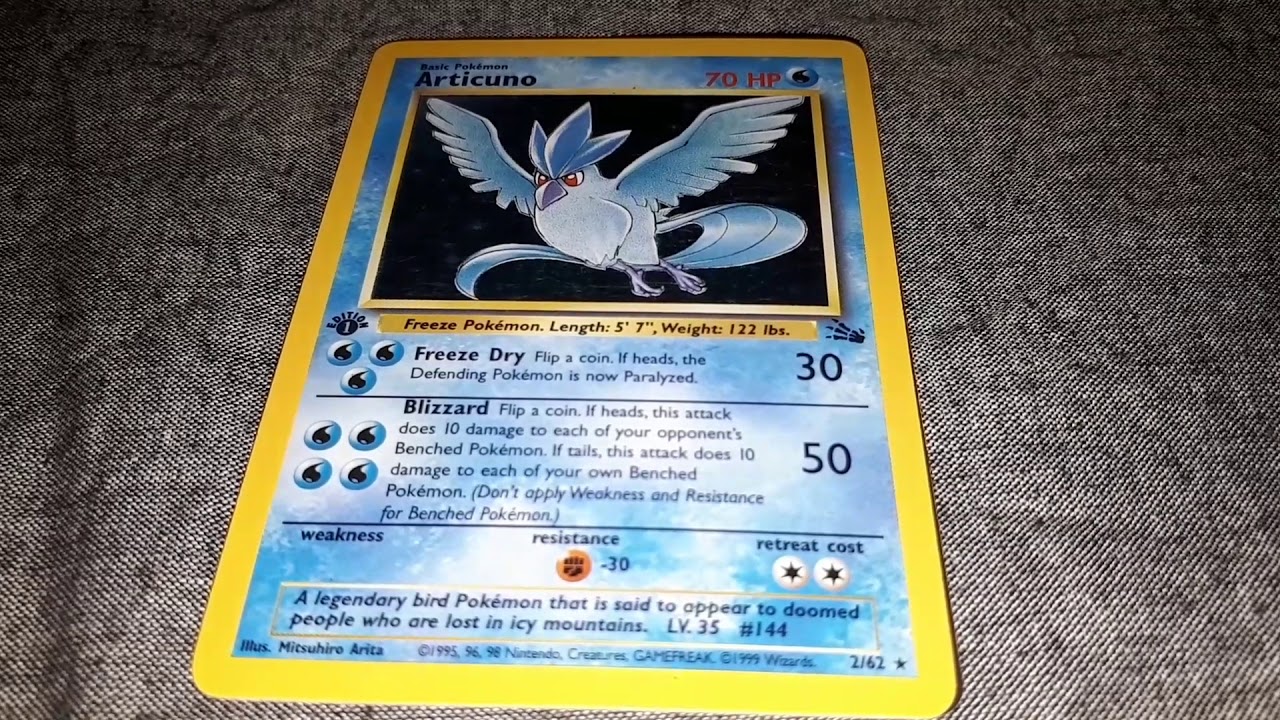 First Edition Fossil Articuno Holo YouTube
