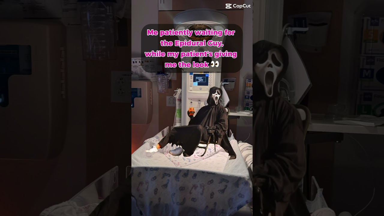 Me waiting for the epidural guy 😅 while my patient’s giving me that look 👀 