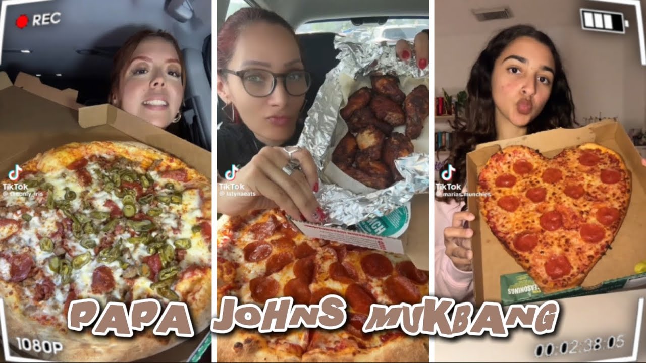 PAPA JOHNS MUKBANG TIKTOK COMPILATION 💝🍕