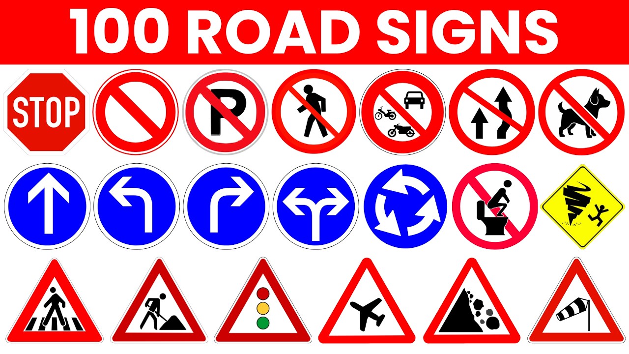 100 Road Sign Meanings Explained | Traffic Signs You Must Know | Safety ...