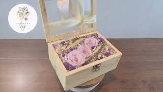 Pink Infinity Rose Pine Box Eternal Love. Anniversary, Weddings, or Just a Gift to say "I love you"
