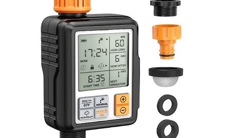 Homitt Programmable Water Timer,3" Large Screen/IP65 Waterproof/Child Lock Mode.... - Overview