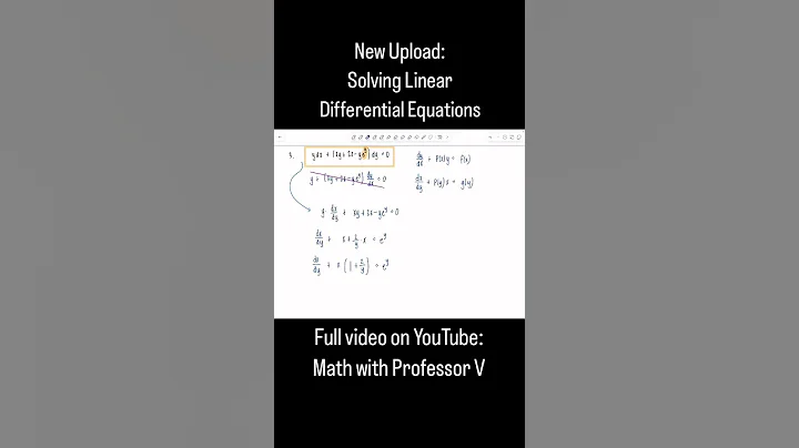 Linear Differential Equations! #mathwithprofessorv #calculusvideos #differentialequations