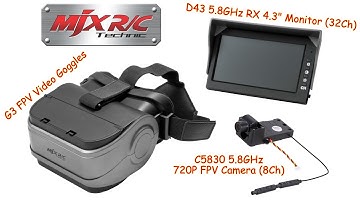 MJX G3 Goggles, D43 5.8GHz RX 4.3" Monitor (32Ch), C5830 5.8GHz 720P FPV Camera (8Ch)