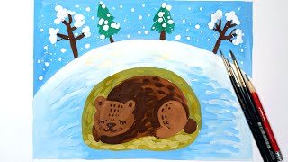 картинка: Рисуем медведя в берлоге 🐻