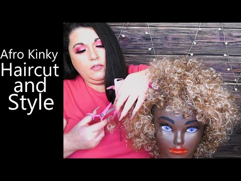 ASMR Afro/Kinky Haircut and Style | Combing, Hair Play, Scissors, Whispering | Hair Salon Roleplay