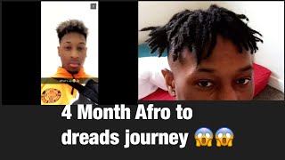 AFRO TO DREADS! 😱🥶 4 MONTH FREEFORM DREAD JOURNEY