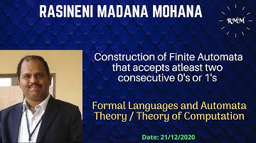 Formal Languages & Automata Theory | Lect-16.2. FA that accepts at least two consecutive 0