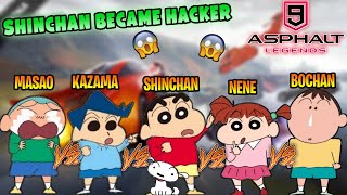 Shinchan became hacker in asphalt 9 legends 😱🔥 | shinchan vs his friends in funny racing game 😂🔥