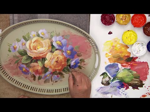 Alla Prima Yellow Roses: Decorating Metal Trays with Acrylics