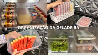 ORGANIZAÇÃO DA GELADEIRA | freezer, como eu organizo, limpeza dos alimentos, organização dos potes