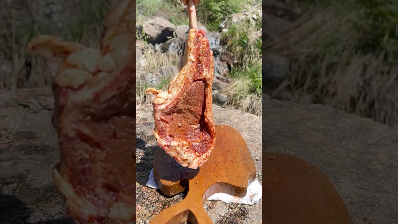 🔥 Stone-Grilled Steak in the Mountains | Outdoor Cooking Over Fire 🏔️🥩