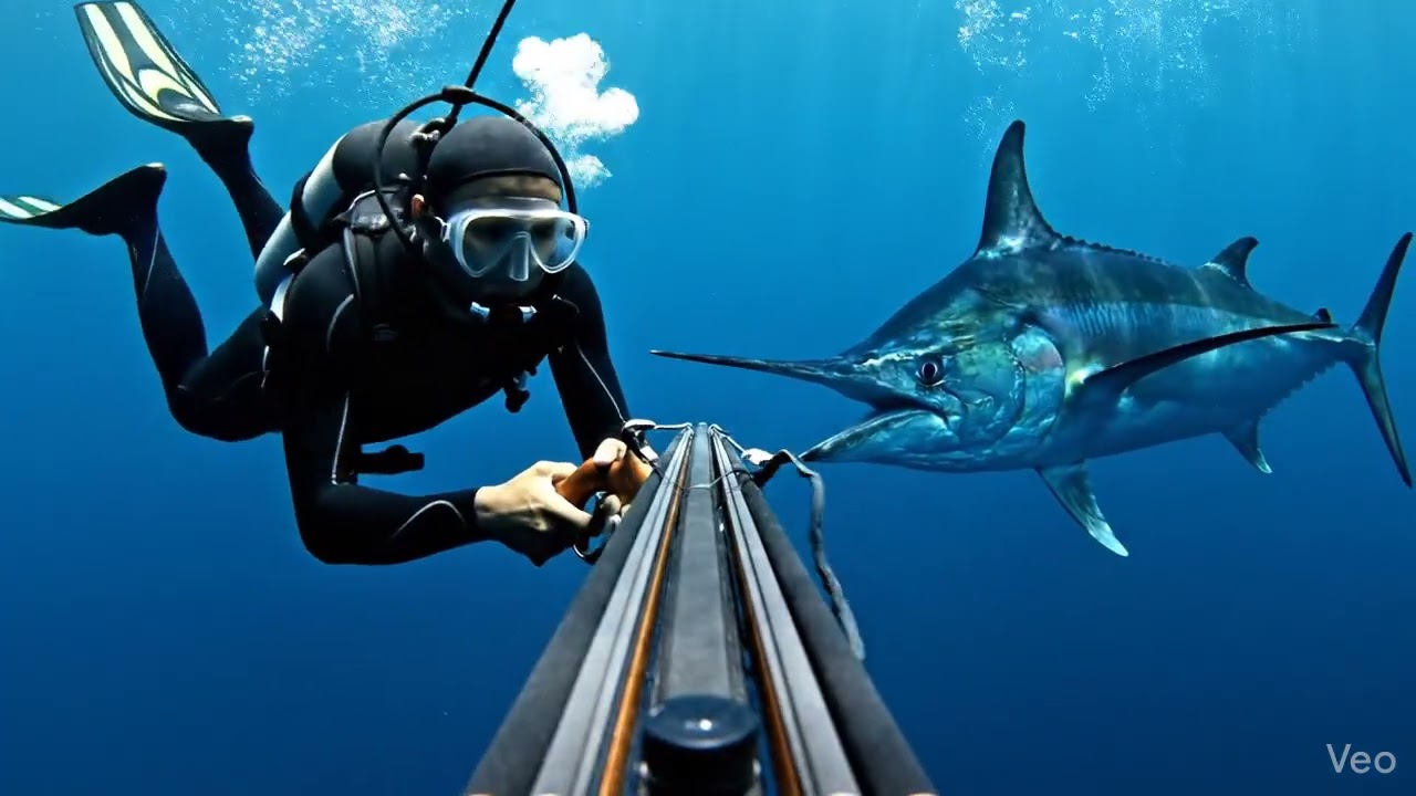 DIVER VS MONSTER MARLIN: Close Call! 🦈⚡