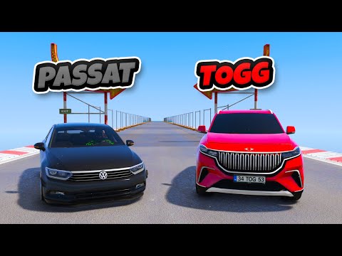 Yerli Araba TOGG vs Passat 4 Farklı Uçma Parkurunda - GTA 5