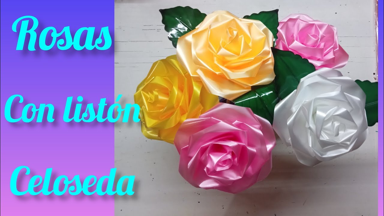cómo hacer una rosa eterna con listón celoseda para tus coronas fácil de hacer