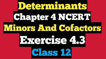Exercise 4.3 Minors and Cofactors | NCERT Class 12