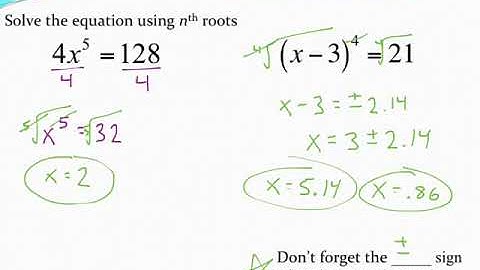 Solving equations with nth roots (with application)