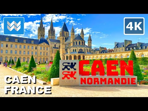 [4K] Caen City Center in Normandy, France 🇫🇷 (WW2 D-Day Site) Walking Tour & Vacation Travel Guide