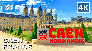 [4K] Caen City Center in Normandy, France 🇫🇷 (WW2 D-Day Site) Walking Tour & Vacation Travel Guide