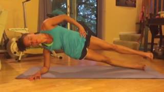 Side plank with leg moving forward and backward