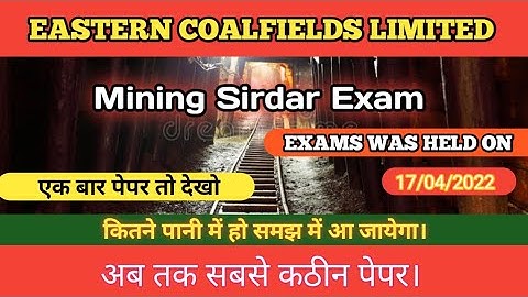 ECL mining Sirdar Exam questions paper 2022 ||ECL Sirdar Exam Paper Soulation.