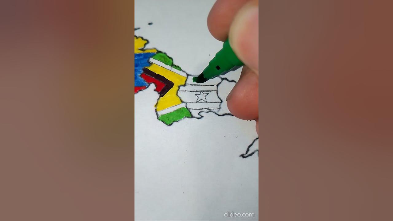 Рисую Суринам на карте Южной Америки #map #flag #suriname #countries # ...