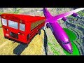BeamNG drive - Can We Push An Airplane From The Cliff With Cars 2 ?