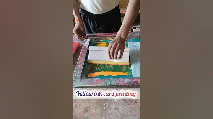 #card #printing with yellow ink #printing #manualscreenprinting #screenprinting #art #printingpress