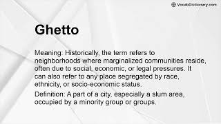 Ghetto Meaning