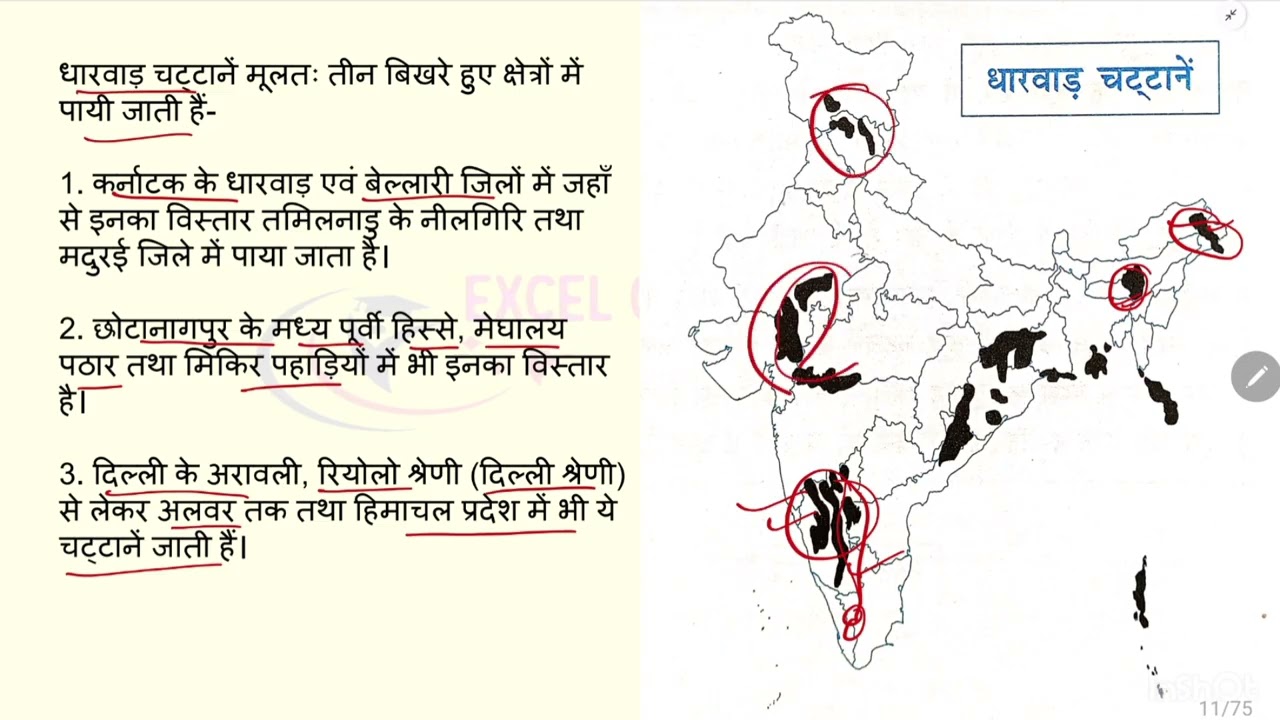 भारत का भूगर्भिक इतिहास MCQs के साथ | मानचित्र के माध्यम से भारतीय भूगोल | हिंदी में
