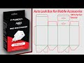 Auto lock box with hanger for mobile accessories die cut  template with 3d 100 perfect tutorial