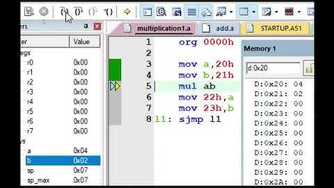 Assembly Language Prog. & Simulation of 8051 Single Byte Unsigned Multiplication in KEIL IDE (0.14)
