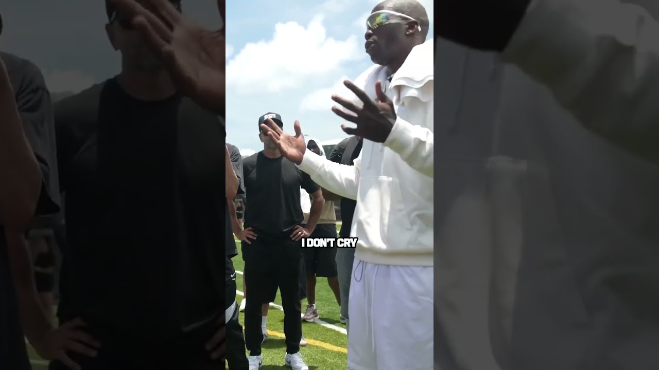 OCHOCINCO GETS EMOTIONAL DURING HIS FOOTBALL CAMP. 