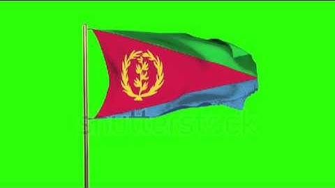 Eritrea flag waving in the wind. Green screen, alpha matte. Loopable animation Stock video by