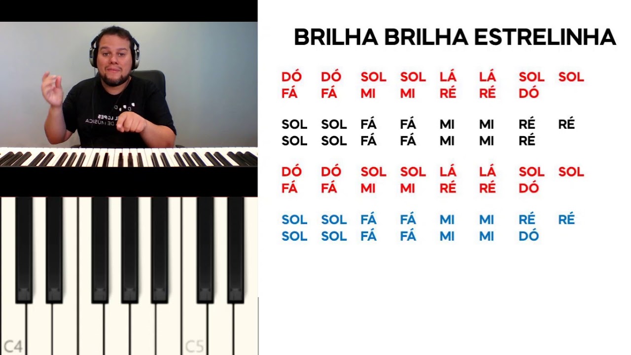 Brilha Brilha Estrelinha no Teclado (Aula de Música 17 - Aprendendo o Dó  Ré Mi) 