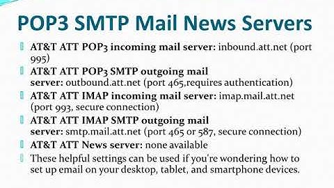 What are the email settings for ATT net?
