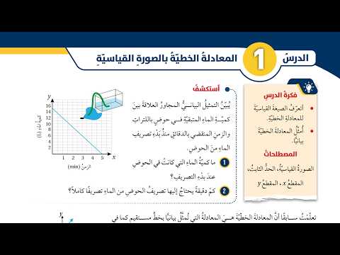 شرح الدرس الاول : المعادلة الخطية بالصورة القياسية (كتاب الطالب) #الصف_الثامن