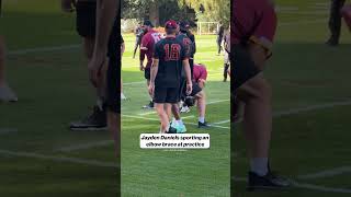 Jayden Daniels practices in London