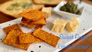 Sweet Potato Lentil Crackers | Vegan | GlutenFree | Rich in Protein & BetaCarotene | Healthy Snack