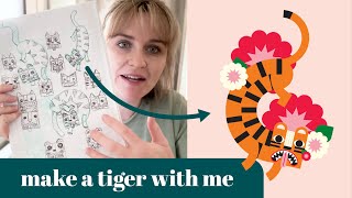 Make a geometric tiger using shapes in Illustrator