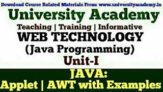 WT31:Java Applet|AWT in java|Lifecycle of Java Applet|Applet Example|Abstract Window Toolkit| Hindi
