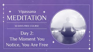 Day 2: The Moment You Notice, You Are Free | FREE 30-Day Vipassana Meditation Course